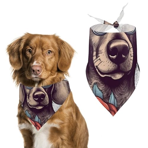 Hundetuch mit Brille, bedruckter Haustier-Schal, Polyester, Dreieckstuch – Einheitsgröße (70,1 x 30 cm) von YKLBV