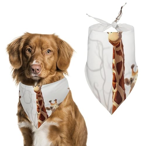 Niedlicher Cartoon-Giraffen-bedruckter Haustier-Schal, Polyester, Dreieck-Schal, Einheitsgröße (70,1 x 30 cm) von YKLBV