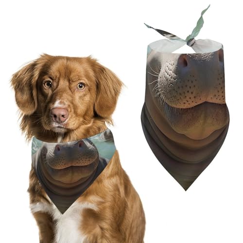 Niedlicher Nilpferdschal, bedruckt, Polyester, Dreieckstuch – Einheitsgröße (70,1 x 30 cm) von YKLBV