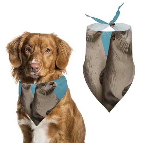Niedlicher Otter-bedruckter Haustier-Schal, Polyester, Dreieckstuch – Einheitsgröße (70,1 x 30 cm) von YKLBV