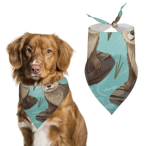 Otters bedruckter Haustier-Schal, Polyester, Dreieckstuch – Einheitsgröße (70,1 x 30 cm) von YKLBV