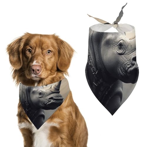 Rhino bedruckter Haustier-Schal, Polyester, Dreieckstuch – Einheitsgröße (70,1 x 30 cm) von YKLBV
