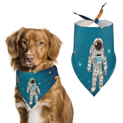Weltraum-Schal mit Raketen-Astronauten-Motiv, bedruckt, Polyester, Dreieckstuch – Einheitsgröße (70,1 x 30 cm) von YKLBV
