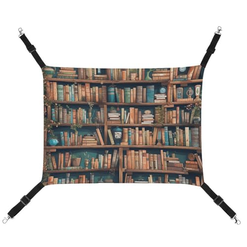 YKLBV Atmungsaktive Cartoon-Bücherregal Bücherwurm bedruckte Haustierhängematte – platzsparende Lösung für Katzen, Hunde und kleine Haustiere – überall Komfort YKLBV Atmungsaktive Cartoon-Bücherregal Bücherwurm bedruckte Haustierhängematte – platzsparende Lösung für Katzen, Hunde und kleine Haustiere – überall Komfort von YKLBV