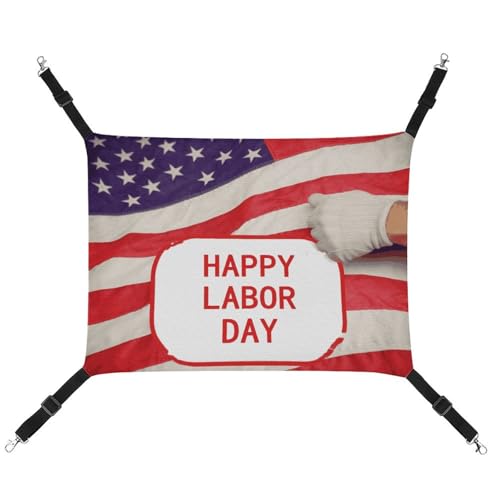 YKLBV Atmungsaktive Happy Labor Day bedruckte Haustierhängematte – platzsparende Lösung für Katzen, Hunde und kleine Haustiere – überall Komfort YKLBV Atmungsaktive Happy Labor Day bedruckte Haustierhängematte – platzsparende Lösung für Katzen, Hunde und kleine Haustiere – überall Komfort von YKLBV