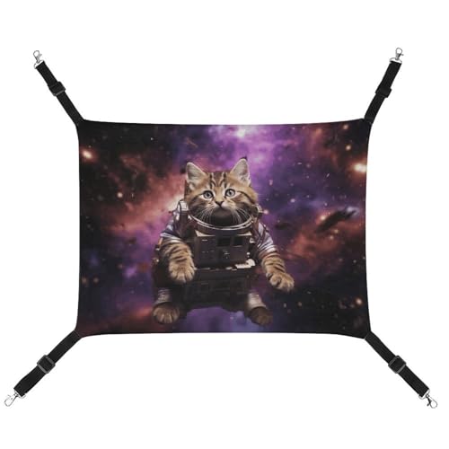 YKLBV Atmungsaktive Haustierhängematte "A Cat in Outer Space" – platzsparende Lösung für Katzen, Hunde und kleine Haustiere – überall Komfort von YKLBV