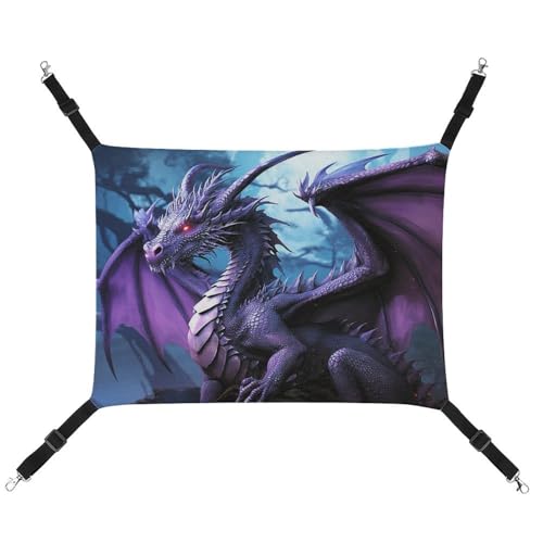 YKLBV Atmungsaktive Haustierhängematte mit violettem Drachen-Motiv, bedruckt, platzsparende Lösung für Katzen, Hunde und kleine Haustiere, überall Komfort YKLBV Atmungsaktive Haustierhängematte mit violettem Drachen-Motiv, bedruckt, platzsparende Lösung für Katzen, Hunde und kleine Haustiere, überall Komfort von YKLBV