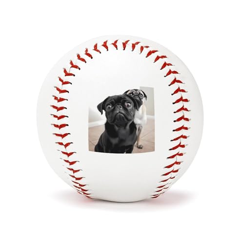 YKLBV Bedruckter Baseballball aus Leder, Motiv: Mops, schwarz, geeignet für Kinder und Jugendliche jeden Alters, Abschlussfeier, Geburtstag, 7,1 x 7,1 cm YKLBV Bedruckter Baseballball aus Leder, Motiv: Mops, schwarz, geeignet für Kinder und Jugendliche jeden Alters, Abschlussfeier, Geburtstag, 7,1 x 7,1 cm von YKLBV