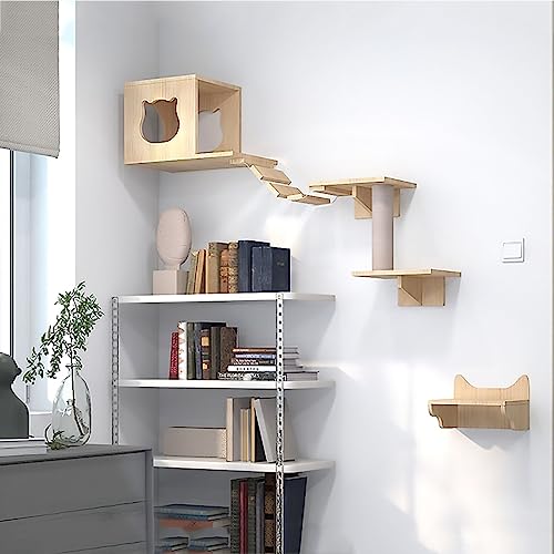 An der Wand montierte Katzenmöbel, Katzenregale und -stangen, Katzenvillen, Luftkorridore usw. for Spielen, Schlafen und Faulenzen von Katzen(Wall Combination 1) von YKMYXZ