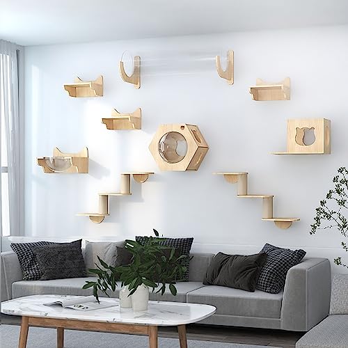 An der Wand montierte Katzenmöbel, Katzenregale und -stangen, Katzenvillen, Luftkorridore usw. for Spielen, Schlafen und Faulenzen von Katzen(Wall Combination 4) von YKMYXZ