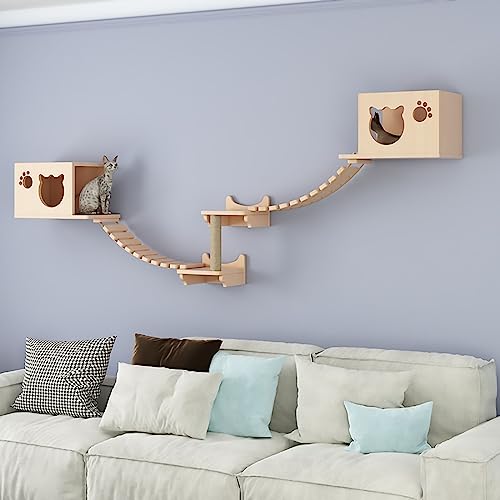 An der Wand montierte Katzenmöbel mit Katzenhängematte, Raumkapsel, Katzennest, Katzenkratzbaum und Katzenkletterstufen(S2) von YKMYXZ