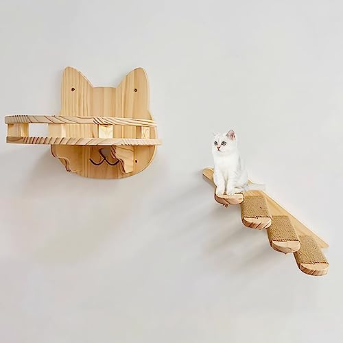 An der Wand montierte Katzenwandmöbel, Katzenwandregale, Hängematte, Treppe, Sprungplattform-Kombination for Katzen for Schlafen und Spielen(Set1) von YKMYXZ