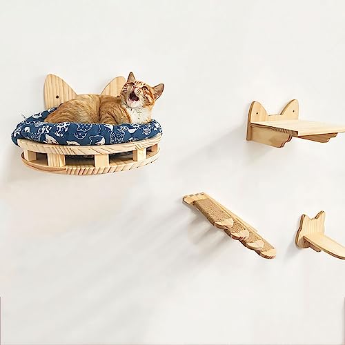 An der Wand montierte Katzenwandmöbel, Katzenwandregale, Hängematte, Treppe, Sprungplattform-Kombination for Katzen for Schlafen und Spielen(Set2) von YKMYXZ
