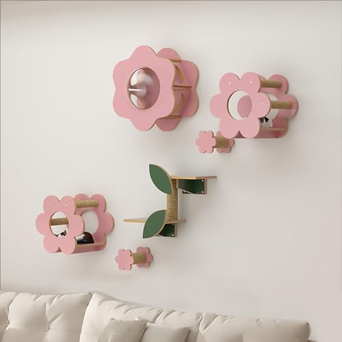Blumenförmiger Katzenkletterrahmen aus Massivholz, Wandmontierte Katzenwandmöbel, Katzenkletterwand, Katzennest, Sprungplattform(Style2) von YKMYXZ