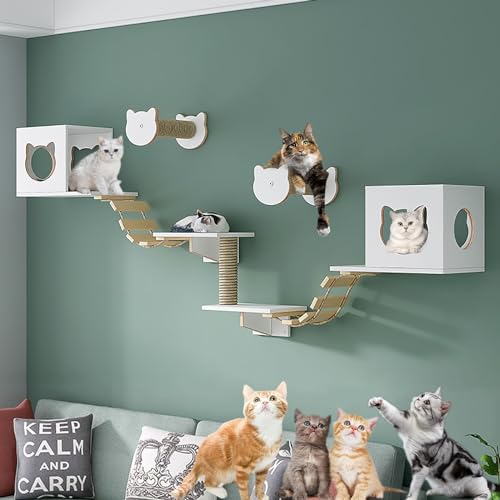 Katzen-Wandgerüst for Klettern, Regale und Sitzstangen, Haus, Sisalpfostenleiter, Stufen und Reiseplattform, platzsparend(Style2) von YKMYXZ