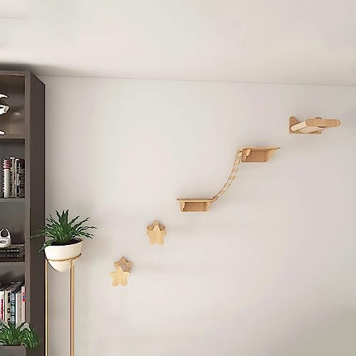 Katzengehege aus Naturholz for Wände mit Sisal-Kratzbaum for Schlafen, Spielen und Klettern der Katze(Set6) von YKMYXZ