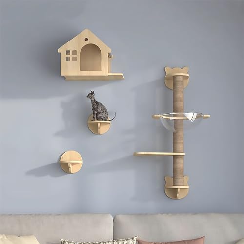 Katzenklettergerüst for drinnen, Katzenkletterwand-Set, Katzenregale und Sitzstangen for die Wand, stark und stabil(Style6) von YKMYXZ