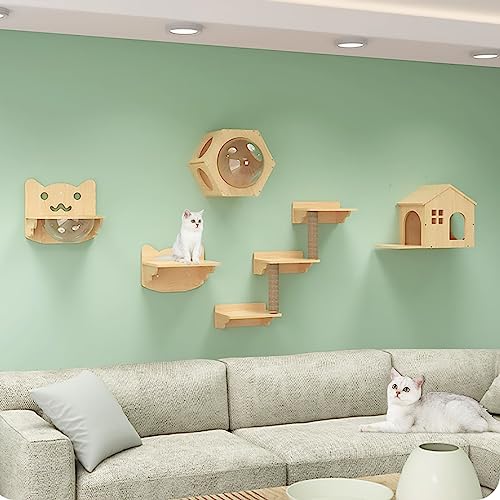 Katzenwandmöbel, Katzenregale und Sitzstangen for Wände, Katzenhaus, Sisalpfostenleiter, Katzentreppe und Katzenreiseplattform(S1) von YKMYXZ