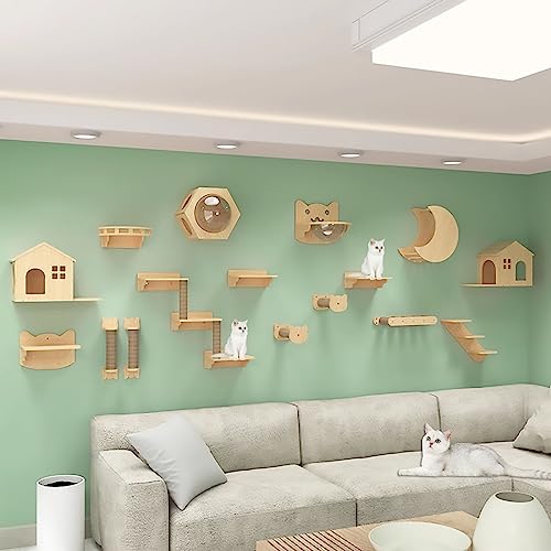 Katzenwandmöbel, Katzenregale und Sitzstangen for Wände, Katzenhaus, Sisalpfostenleiter, Katzentreppe und Katzenreiseplattform(S7) von YKMYXZ
