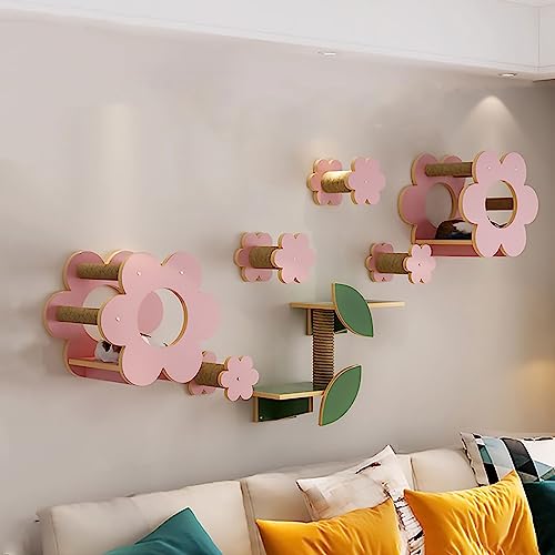 Katzenwandmöbel aus Massivholz, Katzenkletterwand, süßes Katzenklettergerüst in Blumenform for Schlafen, Spielen(S3) von YKMYXZ