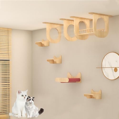 Katzenwandregale, Möbelset, Kletterregal-Spielplatz, Luftkorridor, Katzennest, Raumkapsel, Sprungplattform DIY(Style 3) von YKMYXZ