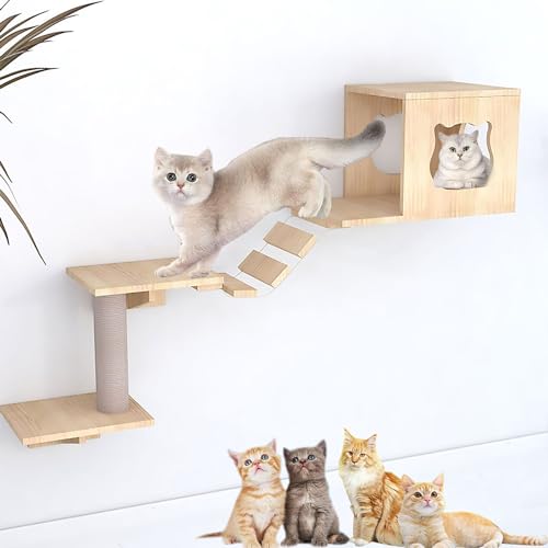 Moderne Wandmontierte Katzenmöbel, Katzenkletterwand, Katzenwandregale, DIY Decken- und Wandkombinationsset, Platzsparend(S10) von YKMYXZ