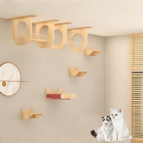 Moderne Wandmontierte Katzenmöbel, Katzenkletterwand, Katzenwandregale, DIY Decken- und Wandkombinationsset, Platzsparend(Style11) von YKMYXZ