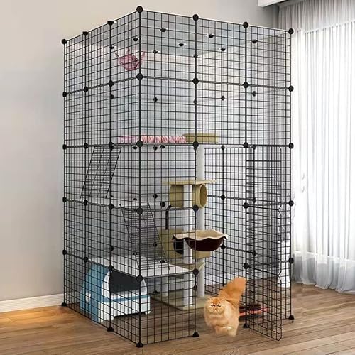 Pet's Home， Katzengehege, Hundekäfige for kleine Hunde im Innenbereich, Haustier-Laufstall for Katzen, Abnehmbarer extra großer Katzenlaufstall, Kleintierkäfig mit Türen(111 * 111 * 182cm) von YKMYXZ