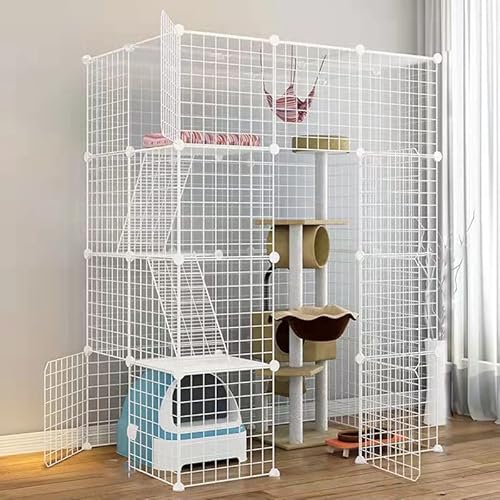 Pet's Home， Katzengehege, Hundekäfige for kleine Hunde im Innenbereich, Haustier-Laufstall for Katzen, Abnehmbarer extra großer Katzenlaufstall, Kleintierkäfig mit Türen(111 * 75 * 146cmA) von YKMYXZ