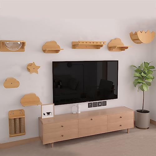 Wand-Katzenklettergerüst-Set, Katzenwandregale, Katzen-Raumkapsel, Katzenmöbel aus Holz for den Innenbereich for Spielen von Katzen(Style1) von YKMYXZ