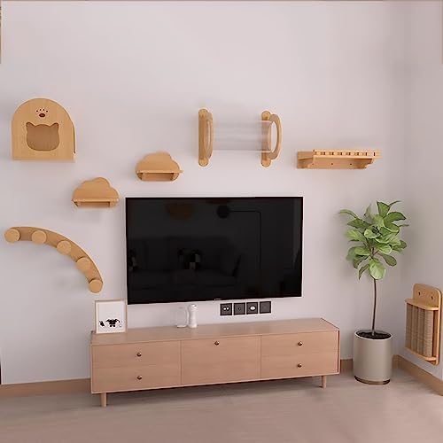 Wand-Katzenklettergerüst-Set, Katzenwandregale, Katzen-Raumkapsel, Katzenmöbel aus Holz for den Innenbereich for Spielen von Katzen(Style2) von YKMYXZ