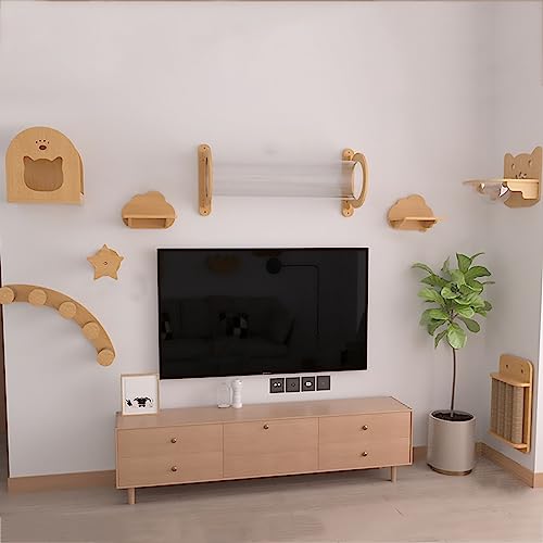 Wand-Katzenklettergerüst-Set, Katzenwandregale, Katzen-Raumkapsel, Katzenmöbel aus Holz for den Innenbereich for Spielen von Katzen(Style3) von YKMYXZ