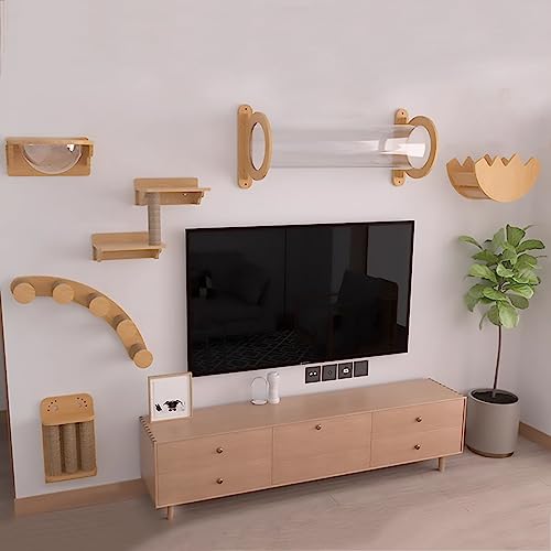 Wand-Katzenklettergerüst-Set, Katzenwandregale, Katzen-Raumkapsel, Katzenmöbel aus Holz for den Innenbereich for Spielen von Katzen(Style6) von YKMYXZ