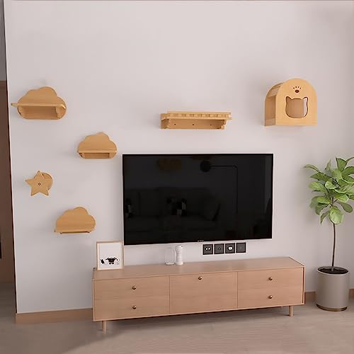 Wand-Katzenklettergerüst-Set, Katzenwandregale, Katzen-Raumkapsel, Katzenmöbel aus Holz for den Innenbereich for Spielen von Katzen(Style7) von YKMYXZ