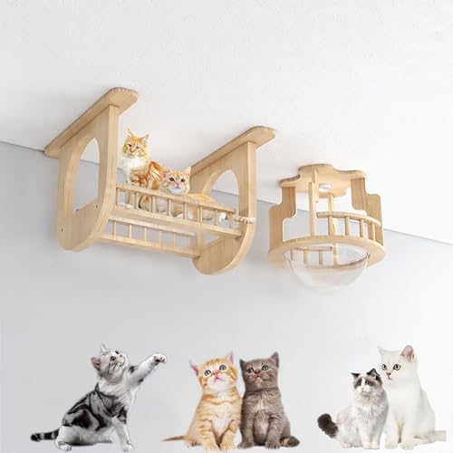 Wandmontierte Katzenwandregale, Katzenklettergerüst, Decken- und Wandkombinationsset, platzsparend, selbst zu Bauen und einfach zu montieren(Style7) von YKMYXZ