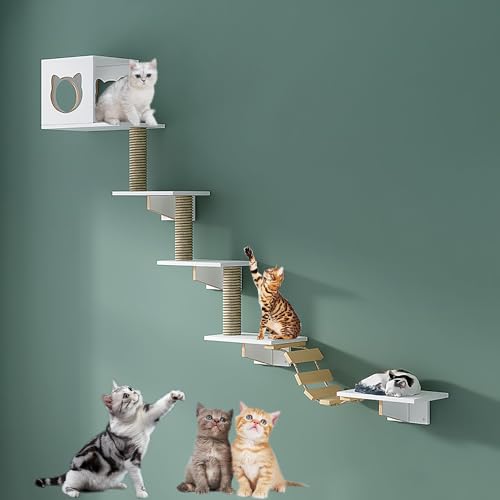 Wandmontiertes Katzenklettergerüst, stilvolles Katzenkletterwand-Set, vielseitige Katzenwandregale, platzsparend, einfache Installation(Style4) von YKMYXZ