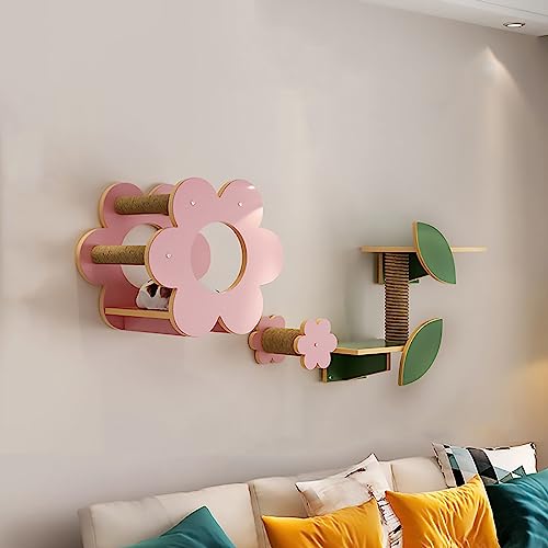 Wandmontiertes Katzenklettergerüst in Blumenform, Katzenregale und Sitzstangen for Wände, Katzenhaus, Sisalpfostenleiter und Katzentreppen(Set1) von YKMYXZ