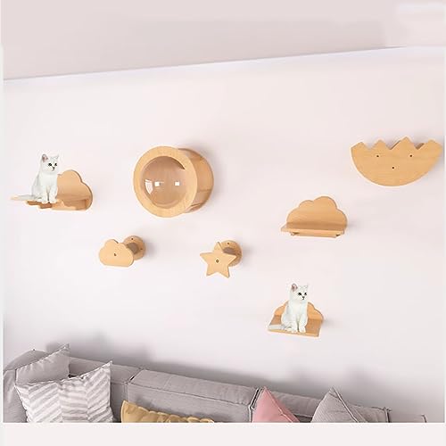 Wandregale for Katzen, inklusive Pfosten aus Hanfseil, Katzenkratzbrett, Raumkapsel, for an der Wand montierte Katzenbäume for den Innenbereich(Style5) von YKMYXZ