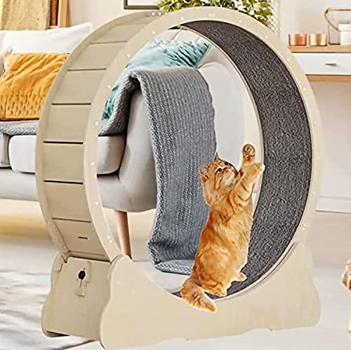 YKMYXZ, Natürliches Katzen-Spinnrad aus Holz for Hauskatzen, Sicherheitsschloss-Design, Laufband-Spielzeug for Haustiere(Brown,M) von YKMYXZ