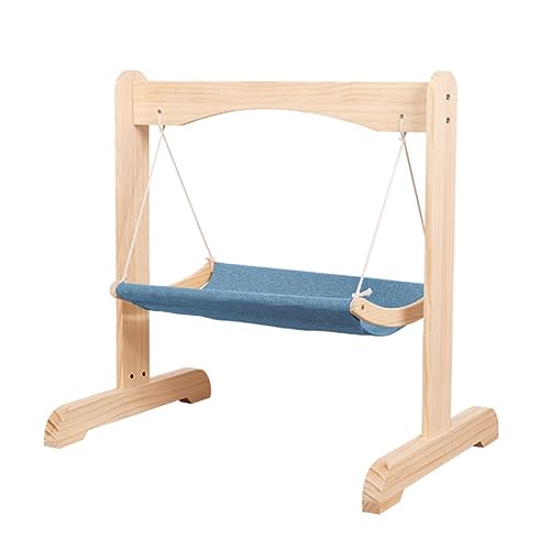 YKMYXZ Katzenregale， Freistehende Katzenhängematte mit Holzstütze, Geschenk von Katzenmöbeln for kleine und mittelgroße Katzen Hunde(Blue) von YKMYXZ