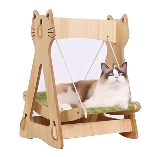 YKMYXZ Katzenregale， Katzenhängematte im Cartoon-Stil, Haustierbett aus Massivholz for kleine bis mittelgroße Katzen oder Hunde, maximale Tragkraft 9 kg von YKMYXZ