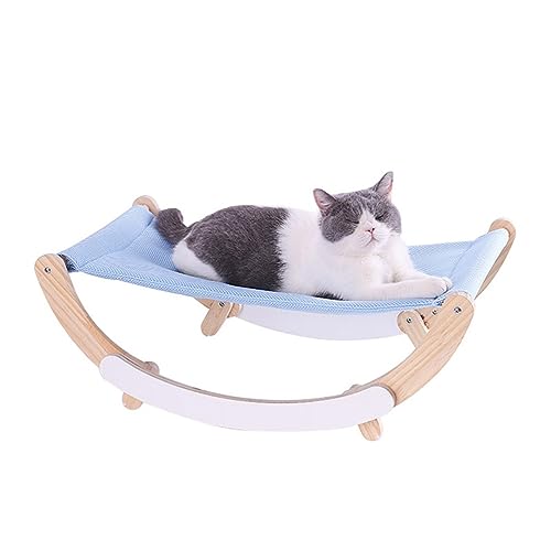 YKMYXZ Katzenregale， Ständer aus Massivholz und Bequeme Leinenmatte – Katzenmöbel-Geschenk for Ihre kleine bis mittelgroße Katze Ihren Hund(Blue) von YKMYXZ