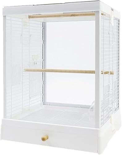YKMYXZ Vogelkäfige Acryl Klare Edelstahl Flugkäfig Tragbarer Vogelkäfig Langlebiger großer Vogelhausträger(White Suit D) von YKMYXZ