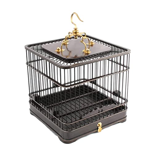 YKMYXZ Vogelkäfige Holzvogelkäfige Vintage Quadratischer Vogelkäfig Einfache Vogelträger Tragbarer Vogelhausträger Nach Hause(Black Small) von YKMYXZ