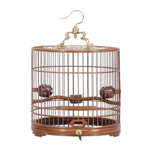 YKMYXZ Vogelkäfige Lila Bambus Handgefertigter Vogelkäfig Vintage Vogelhaus Runder Vogelhausträger(3 Hand Painted Bowl) von YKMYXZ