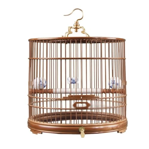 YKMYXZ Vogelkäfige Lila Bambus Handgefertigter Vogelkäfig Vintage Vogelhaus Runder Vogelhausträger(3 Porcelain Bowl) von YKMYXZ