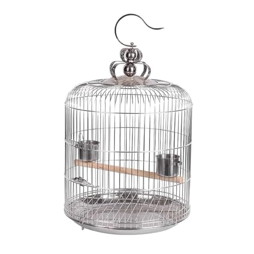 YKMYXZ Vogelkäfige Runde Hausvogelträger Edelstahl Hängender Vogelkäfig mit Futterspender Kleine tragbare(32cm/12.5in) von YKMYXZ