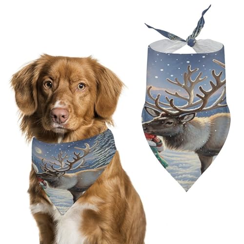 Premium-Haustier-Schal, Motiv: Schnee-Nacht-Abenteuer, weich und atmungsaktiv, Dreieckstuch für Hunde und Katzen, perfekt für den Alltag oder besondere Anlässe Premium-Haustier-Schal, Motiv: Schnee-Nacht-Abenteuer, weich und atmungsaktiv, Dreieckstuch für Hunde und Katzen, perfekt für den Alltag oder besondere Anlässe von YKUDBN