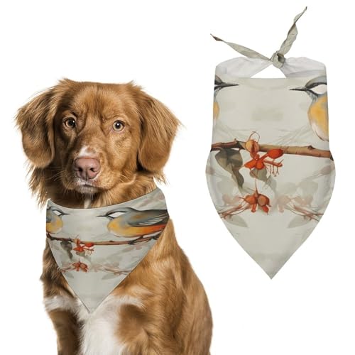 Premium-Haustier-Schal, Motiv: Vögel, Vintage-Kunstdruck, weich und atmungsaktiv, Dreieckstuch für Hunde und Katzen, perfekt für den Alltag oder besondere Anlässe Premium-Haustier-Schal, Motiv: Vögel, Vintage-Kunstdruck, weich und atmungsaktiv, Dreieckstuch für Hunde und Katzen, perfekt für den Alltag oder besondere Anlässe von YKUDBN