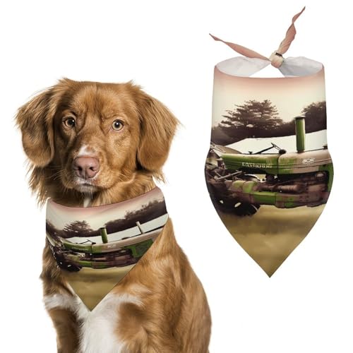 Premium-Haustier-Schal, Motiv: alter Traktor, Foto, Bauernhof, weich, atmungsaktiv, Dreieckstuch für Hunde und Katzen, perfekt für den Alltag oder besondere Anlässe Premium-Haustier-Schal, Motiv: alter Traktor, Foto, Bauernhof, weich, atmungsaktiv, Dreieckstuch für Hunde und Katzen, perfekt für den Alltag oder besondere Anlässe von YKUDBN